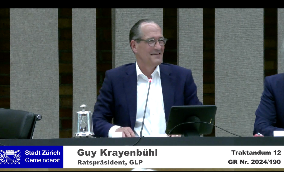 Ratspräsident Guy Krayenbühl, Screenshot Livestream Gemeinderat