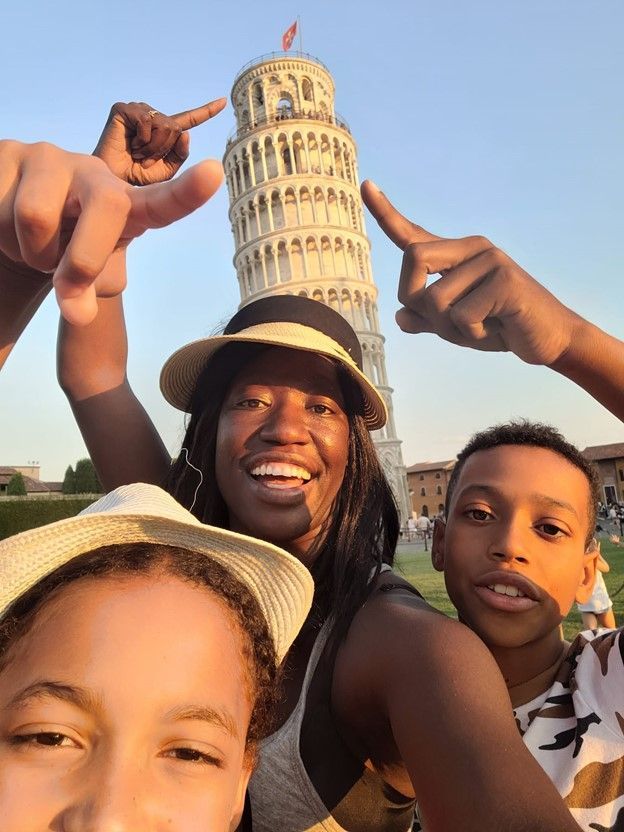 Dancoise and her family in Italy.