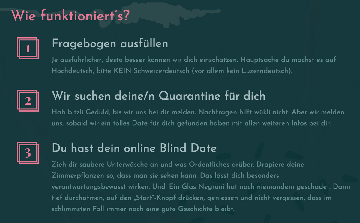 Article image for Zürcher*innen aufgepasst: «Be my Quarantine» geht in die zweite Runde